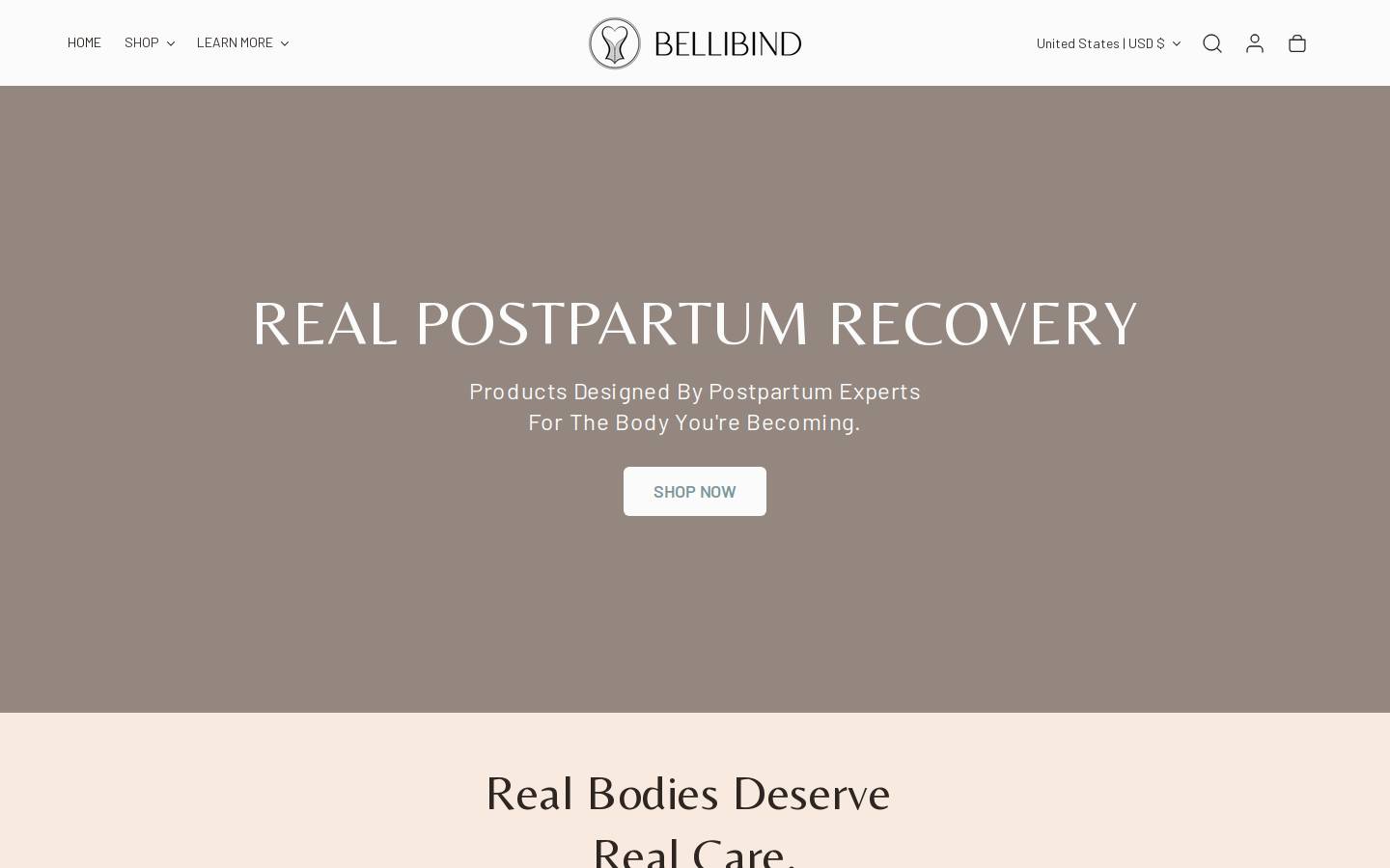 bellybinding.com homepage screenshot