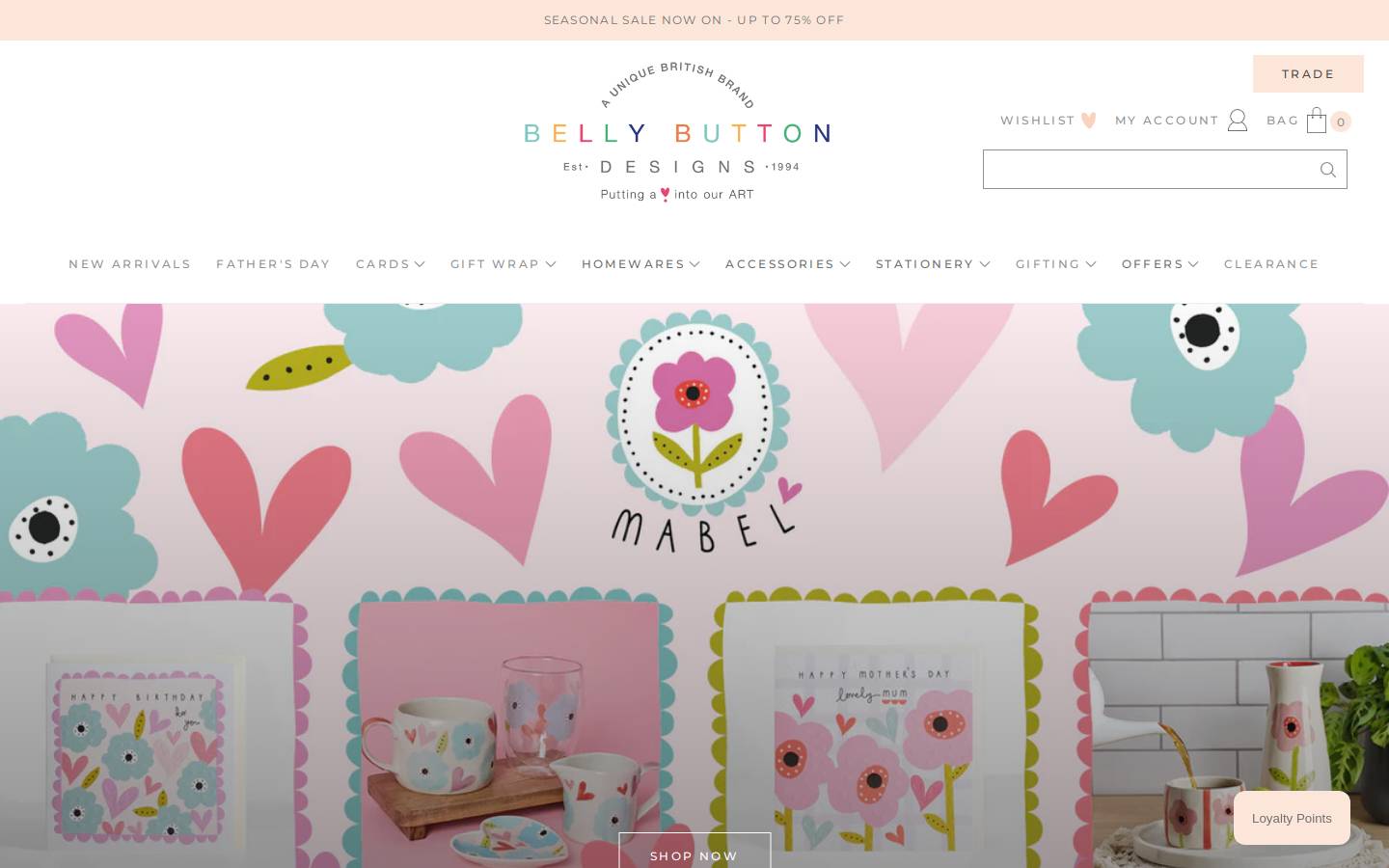 bellybuttondesigns.com homepage screenshot