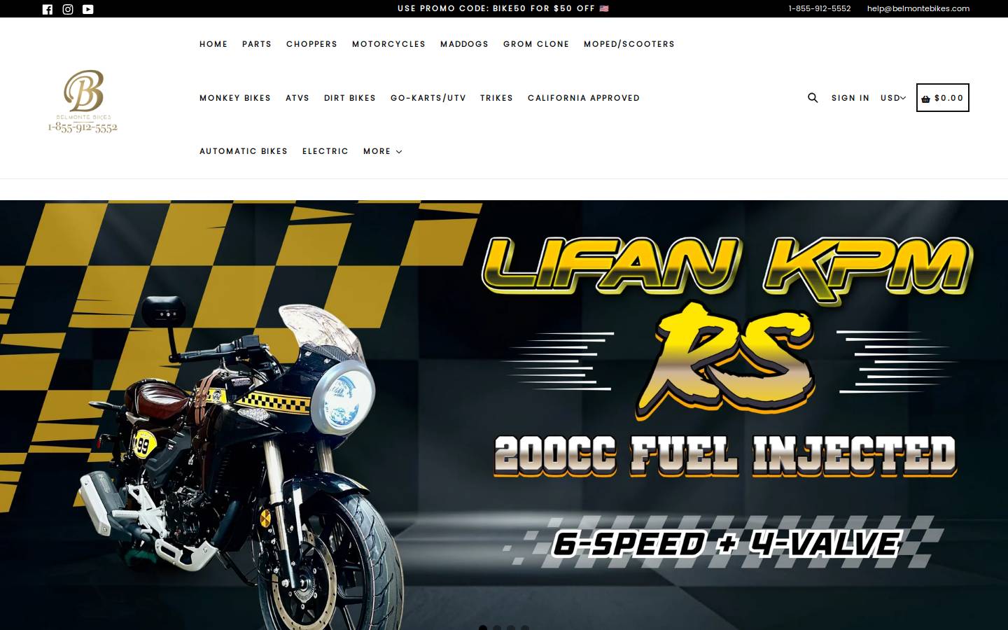 Belmonte Bikes homepage screenshot