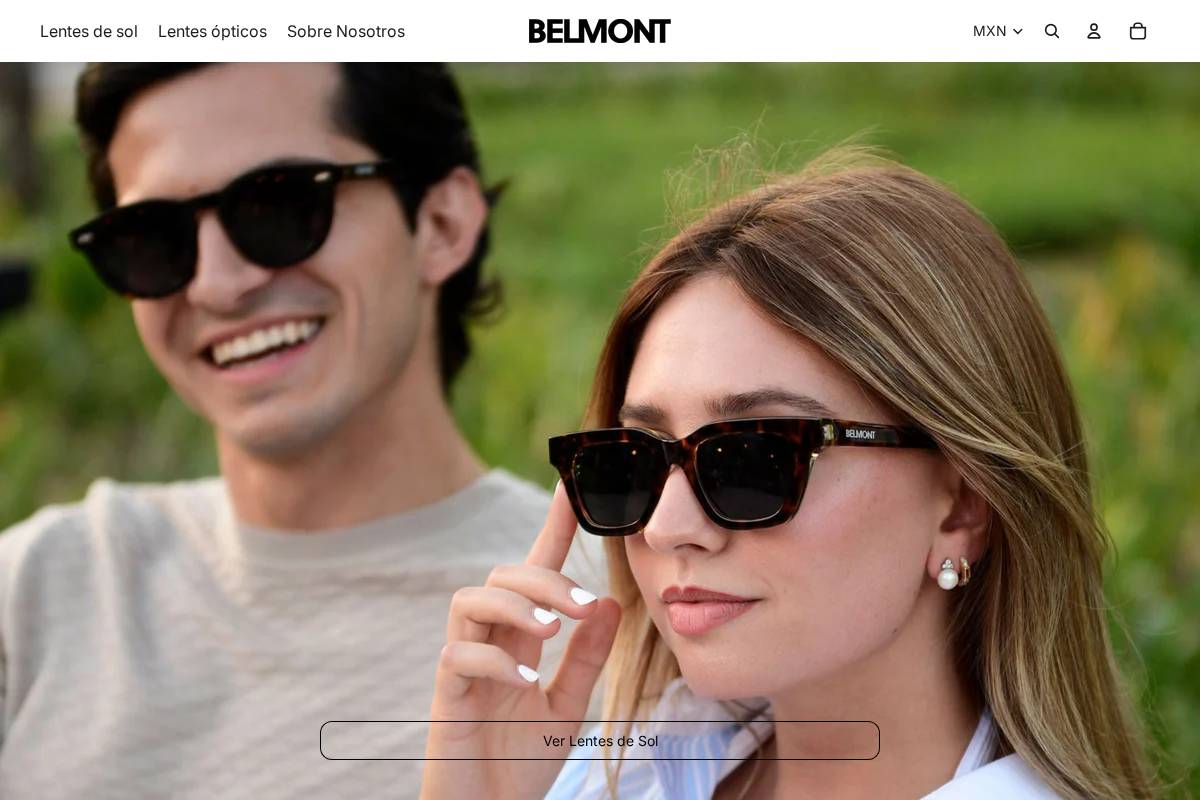 Belmonteyewear homepage screenshot