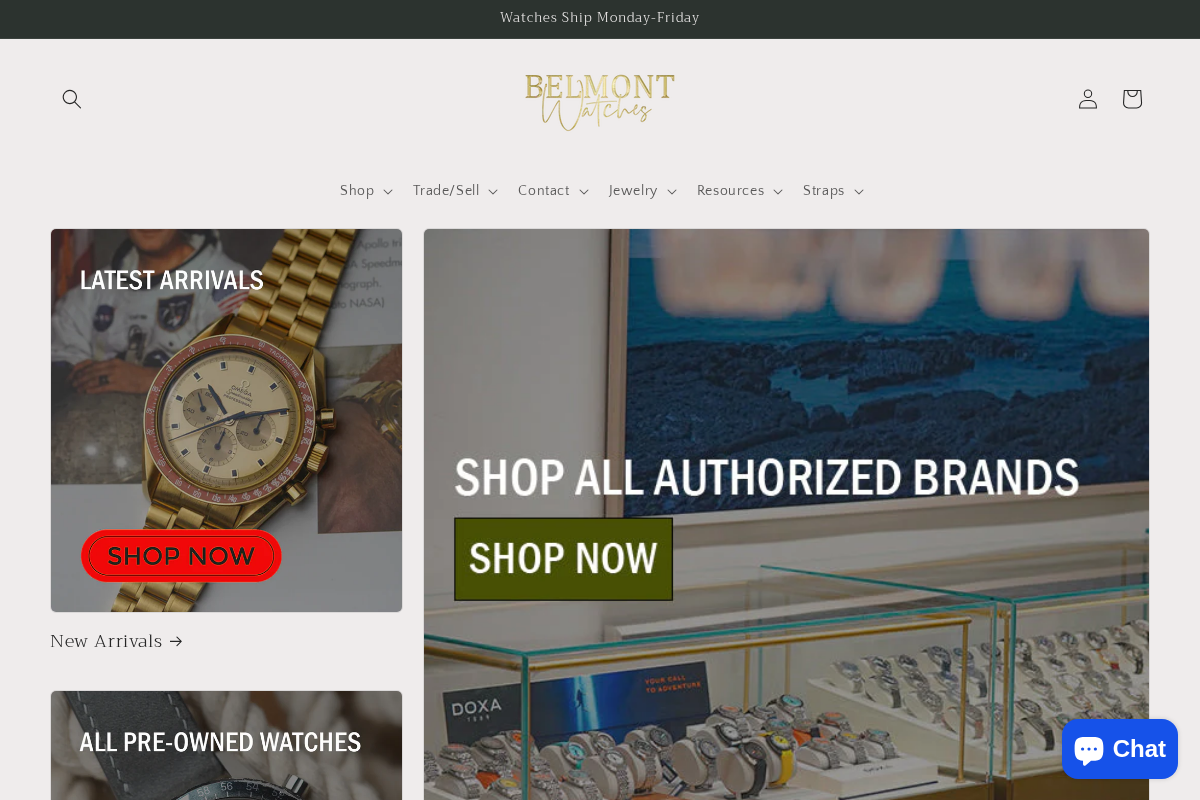 Belmont Watches homepage screenshot