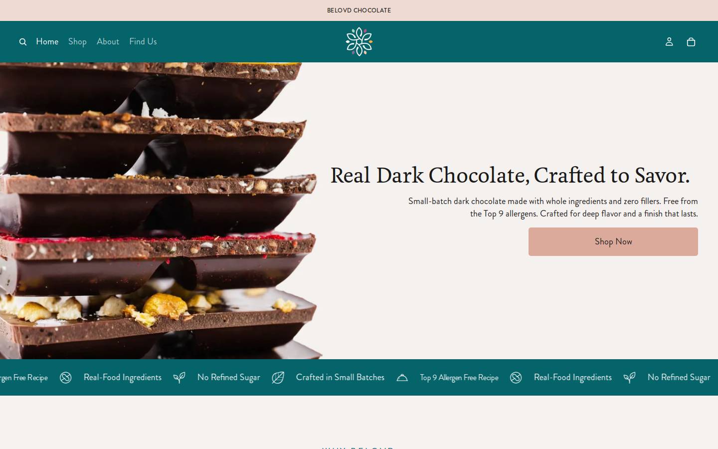 belovdfood.com homepage screenshot