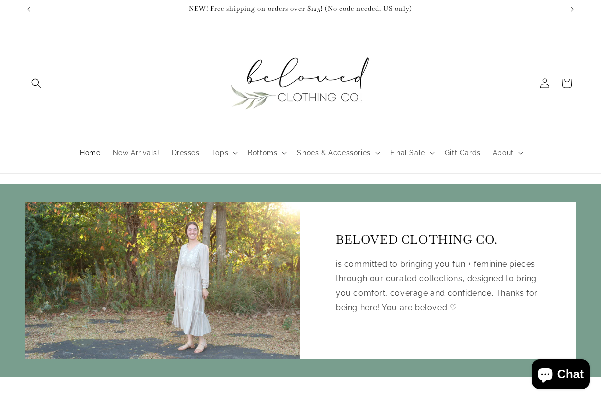belovedclothing.co homepage screenshot
