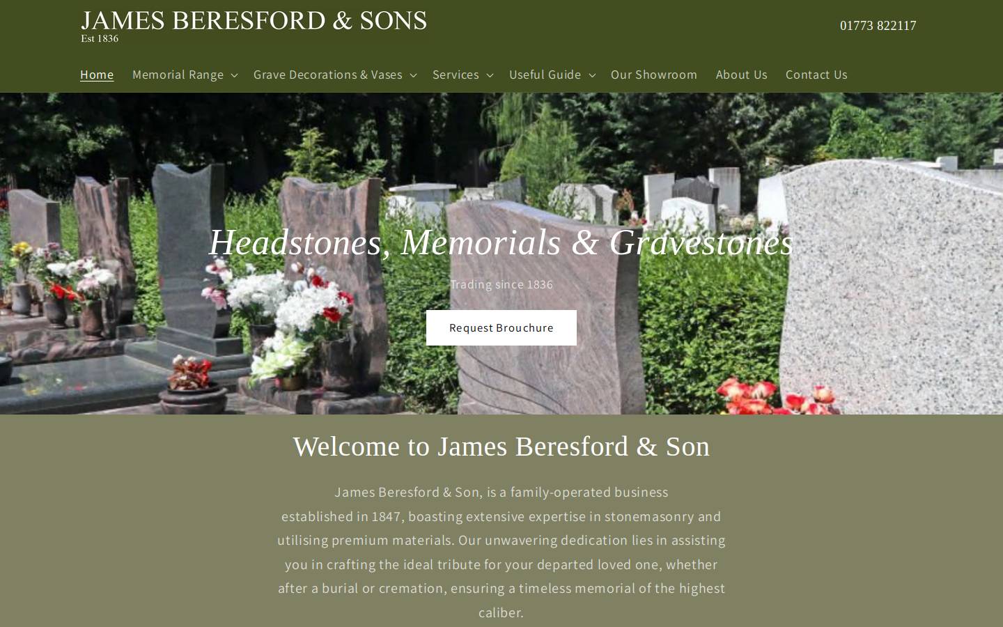 belpermemorials.co.uk homepage screenshot