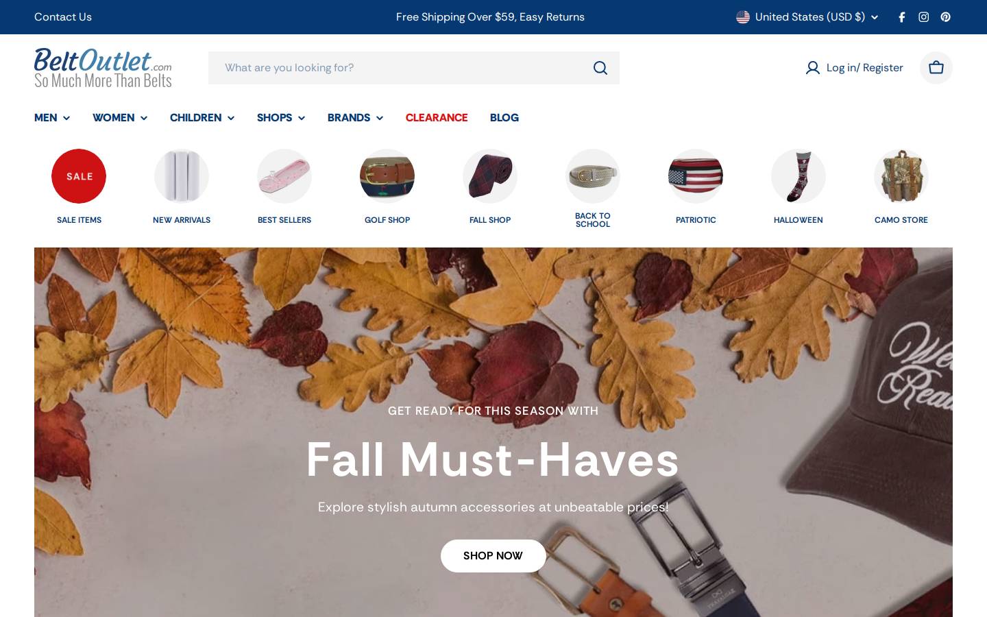BeltOutlet.com homepage screenshot