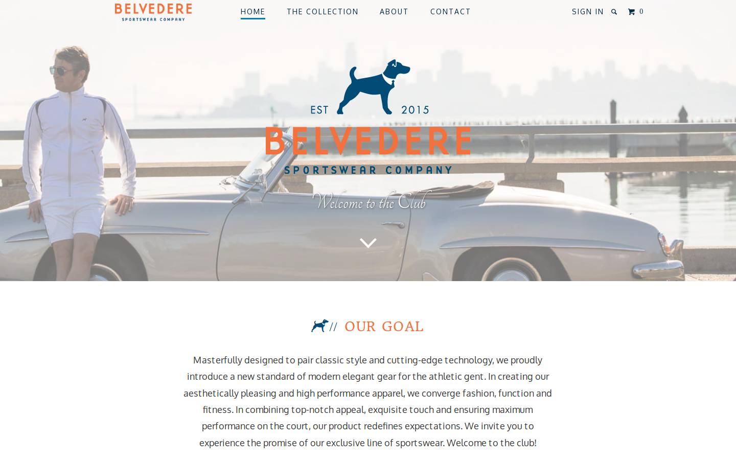 belvederesportswear.com homepage screenshot