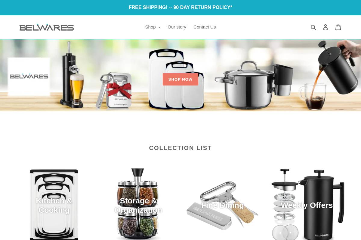 belwares.com homepage screenshot