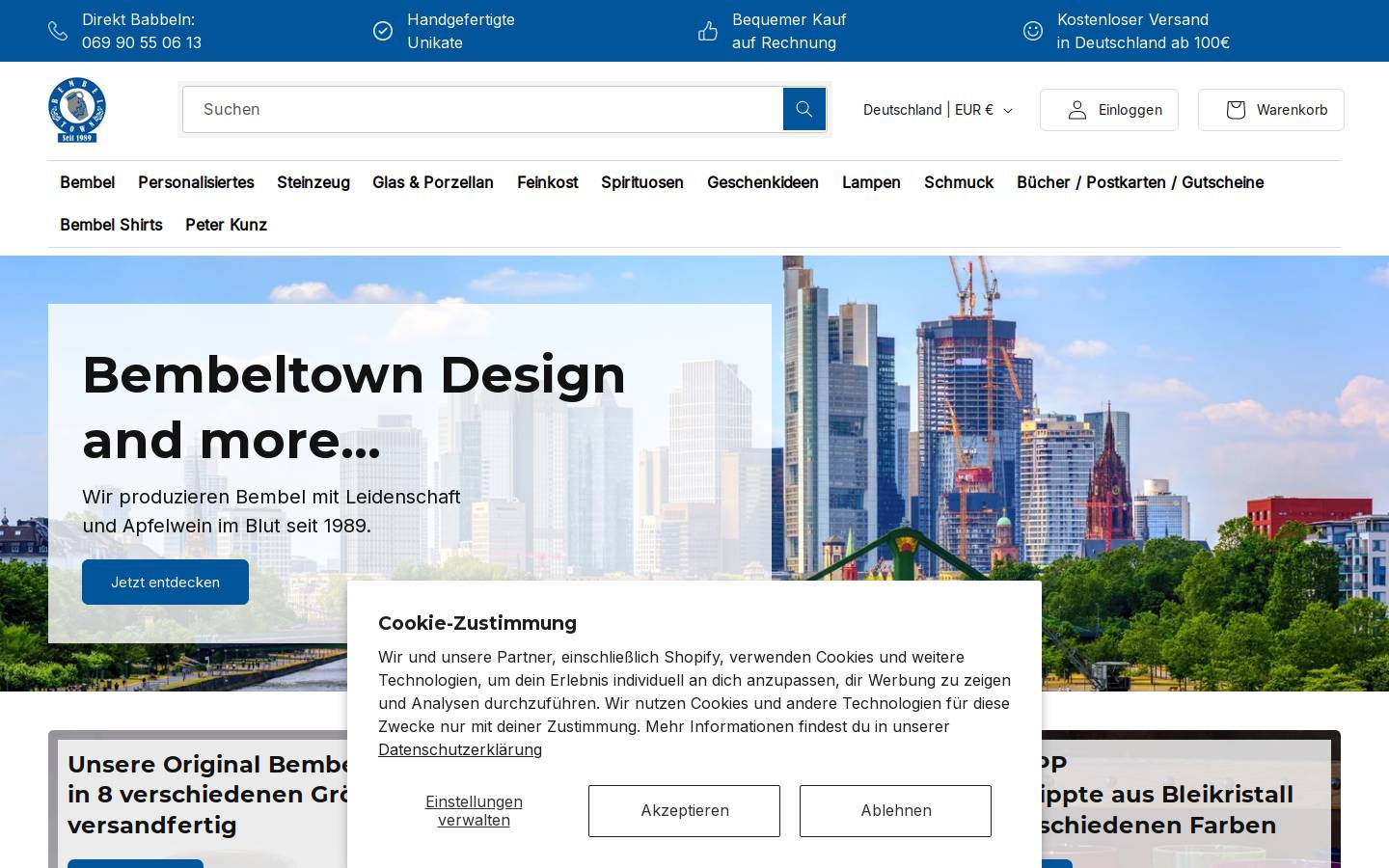 Bembeltown homepage screenshot