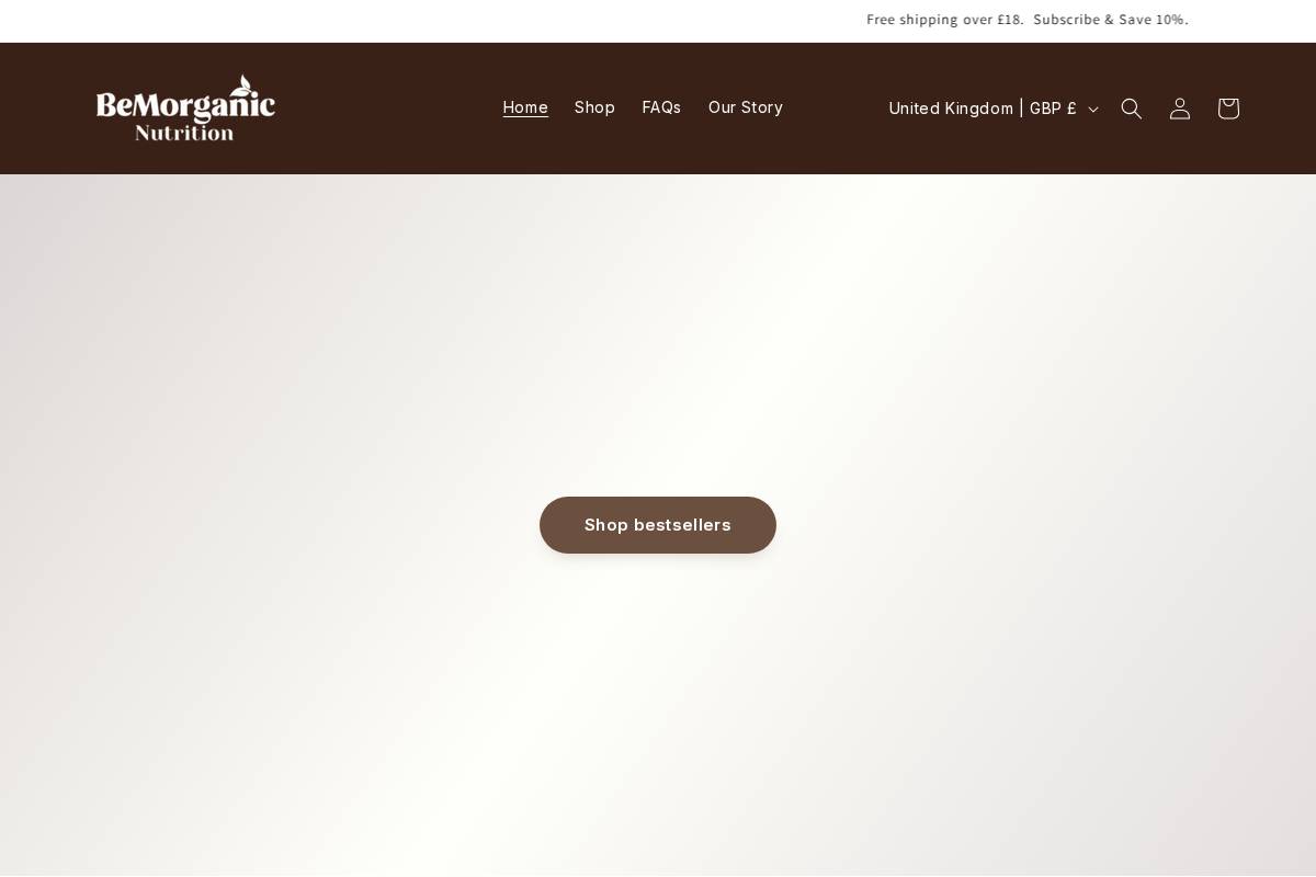 bemorganic.com homepage screenshot