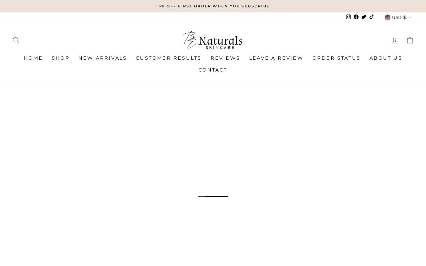 benaturalsskincare.com homepage screenshot