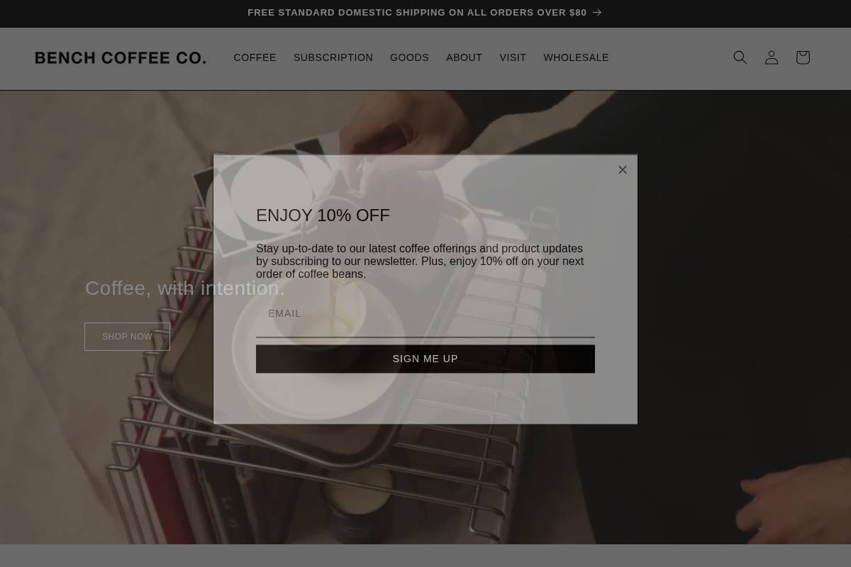 benchcoffee.co homepage screenshot