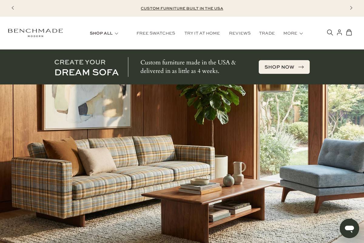 benchmademodern.com homepage screenshot