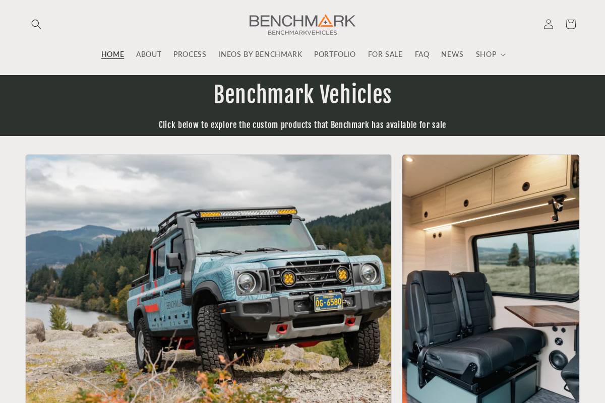 benchmarkvehicles.shop homepage screenshot