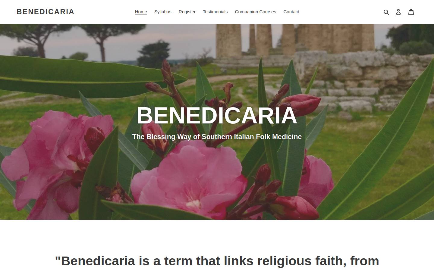 benedicaria.com homepage screenshot