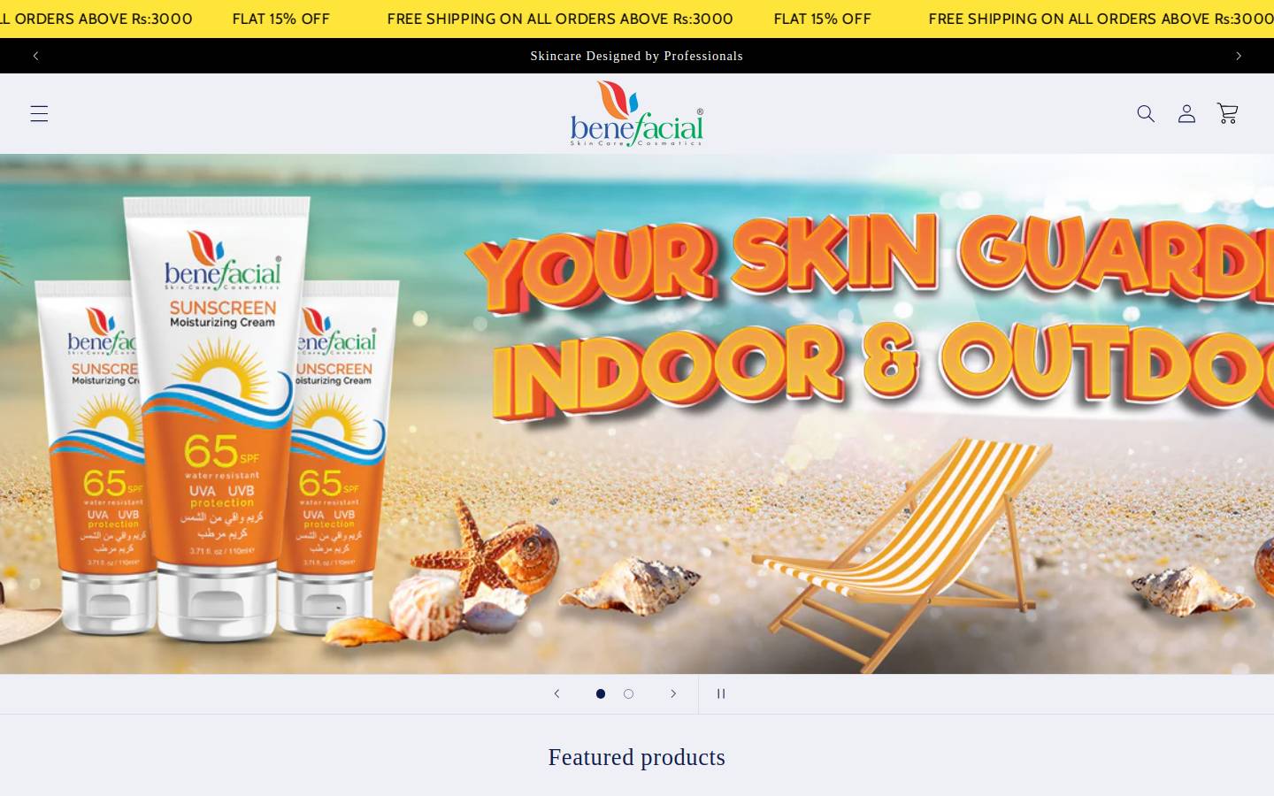 benefacialskincare.com homepage screenshot