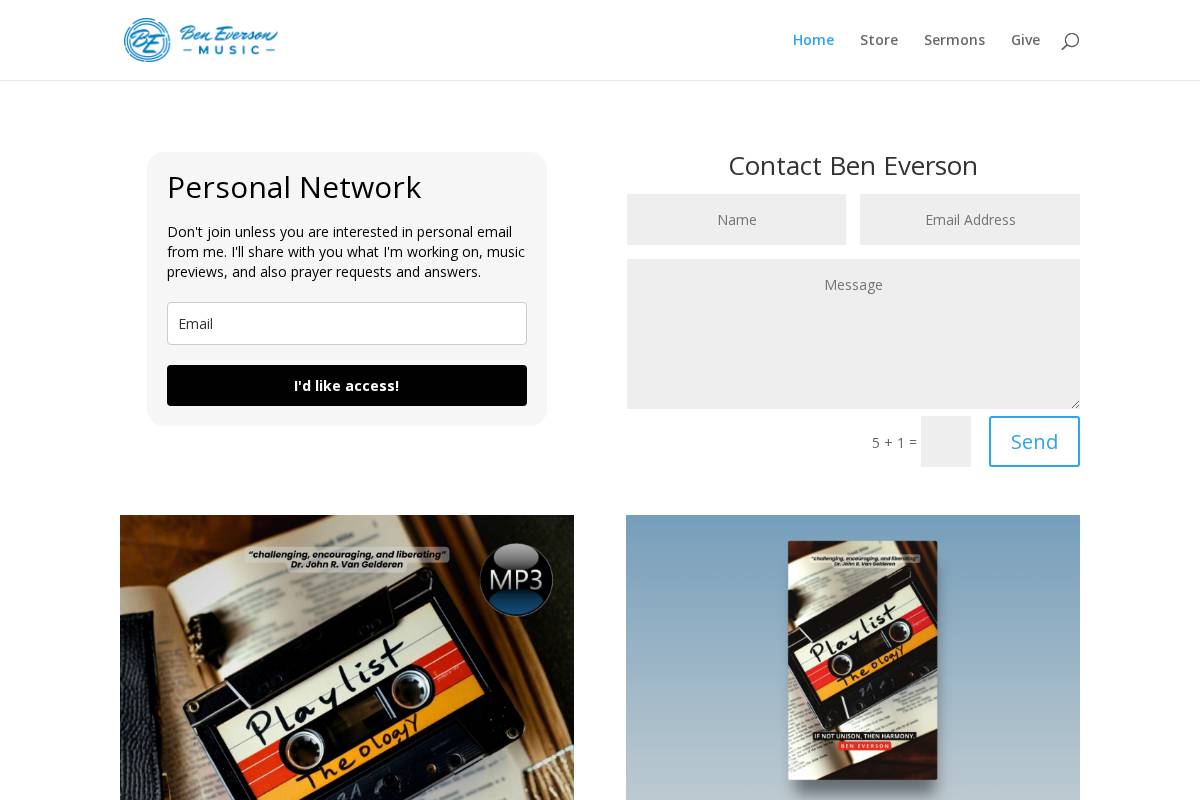 beneversonmusic.com homepage screenshot