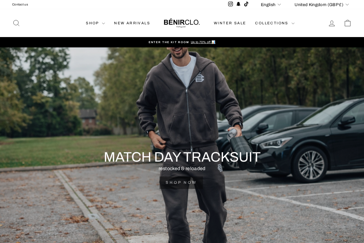 Benir Clothing homepage screenshot