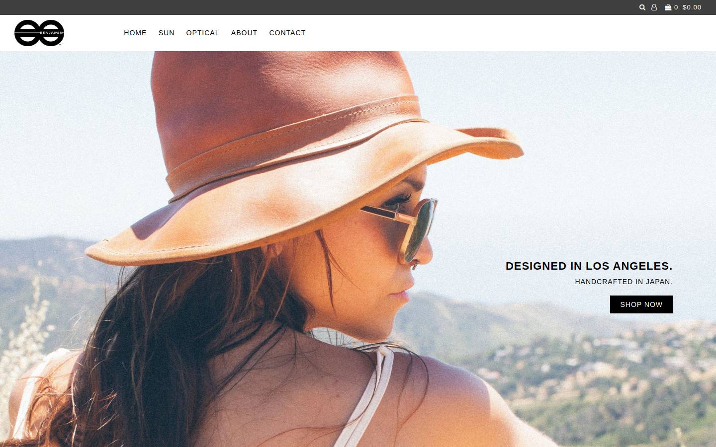 benjamineyewear.com homepage screenshot