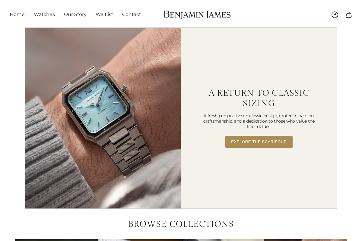 Benjamin James Watches homepage screenshot