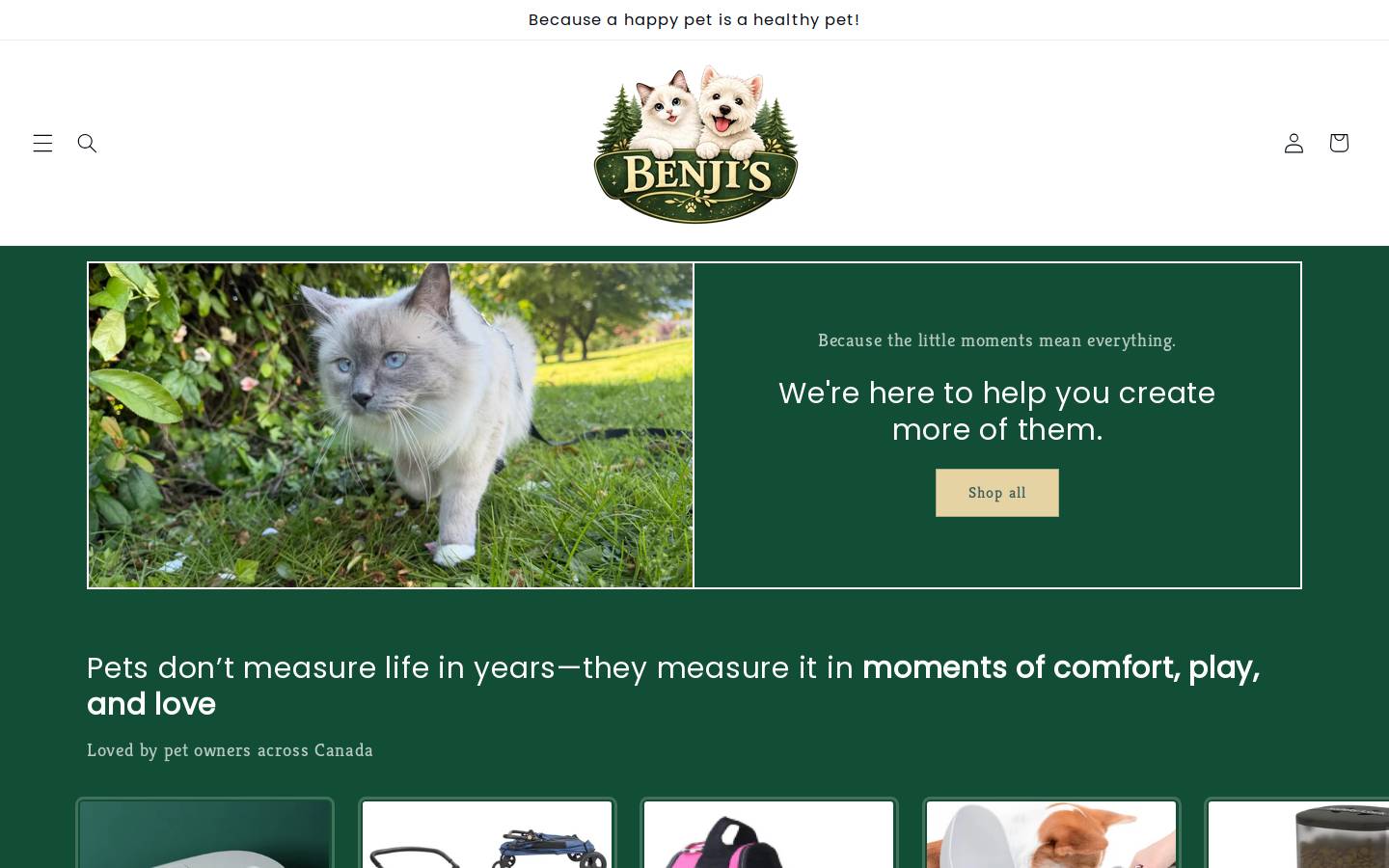 benjiscatsdogs.com homepage screenshot