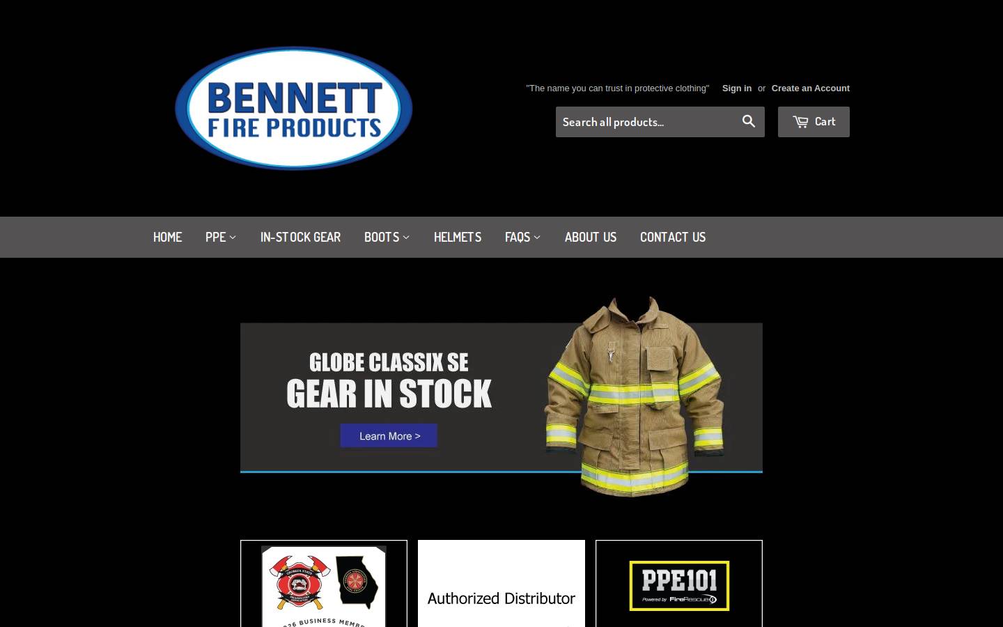 bennettfireproducts.com homepage screenshot
