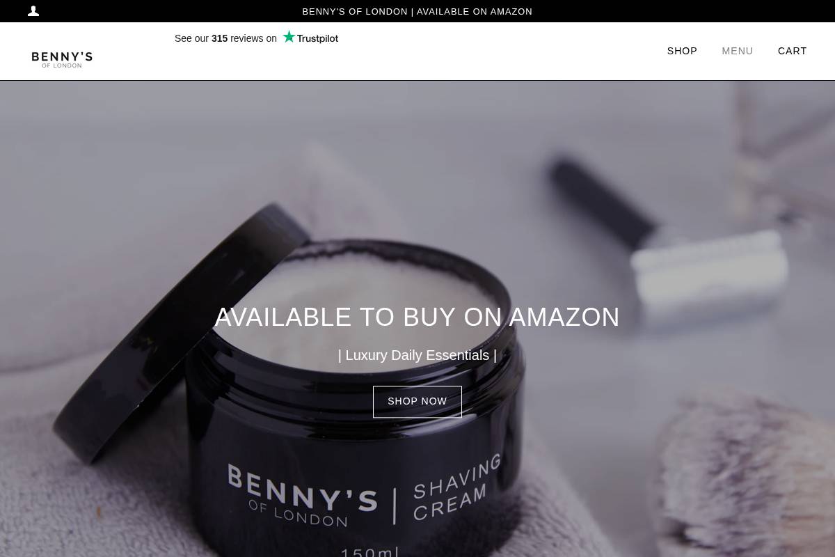 Bennysoflondon homepage screenshot