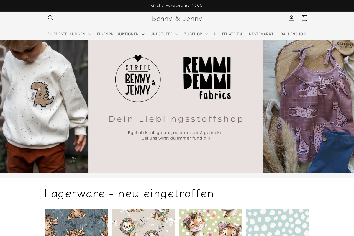 Benny & Jenny homepage screenshot
