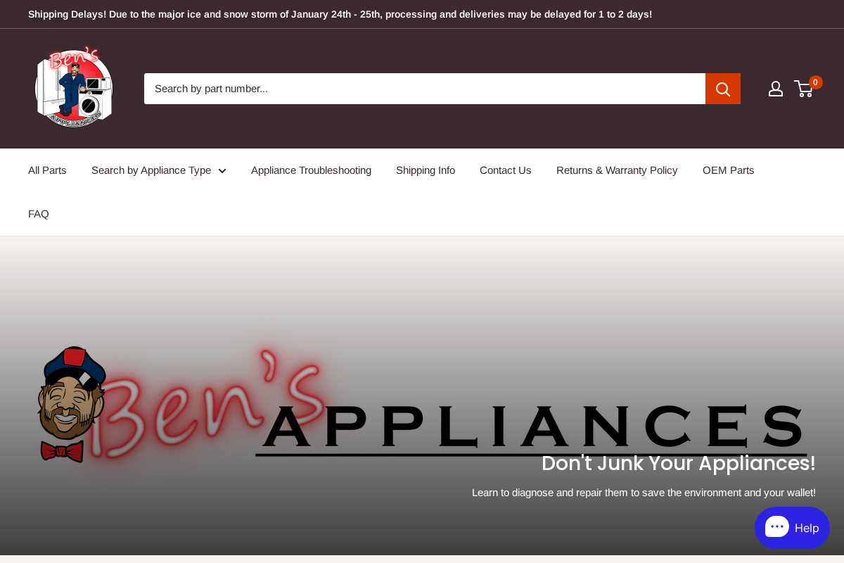 Ben's Appliances and Junk homepage screenshot