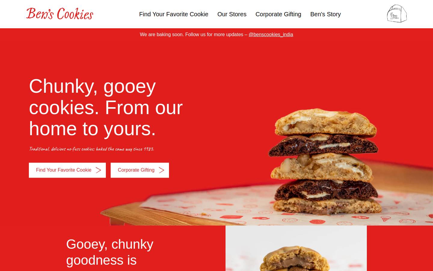 benscookies.com homepage screenshot
