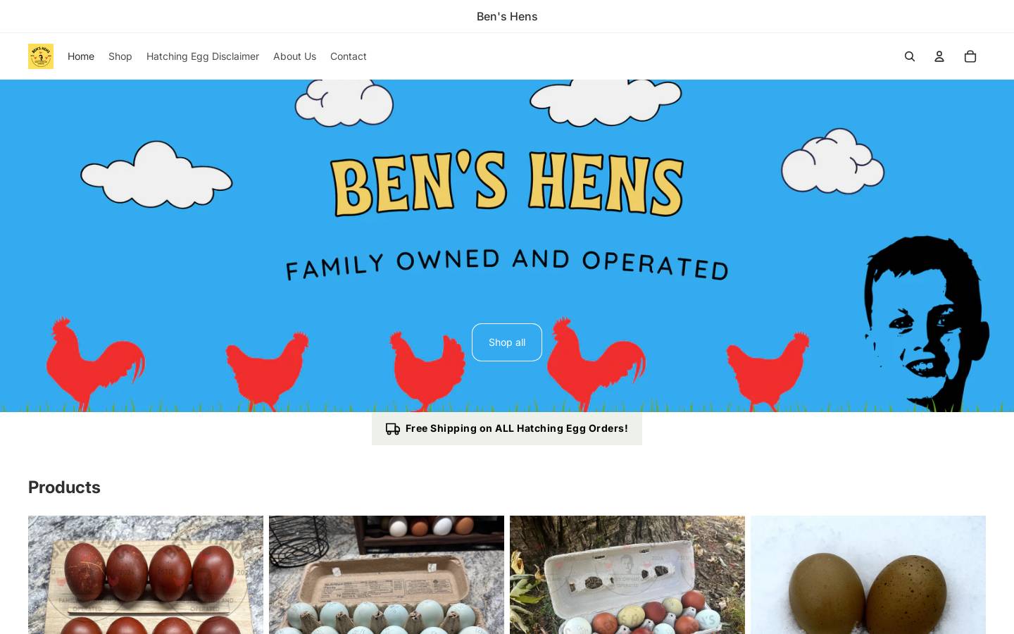 benshens.com homepage screenshot