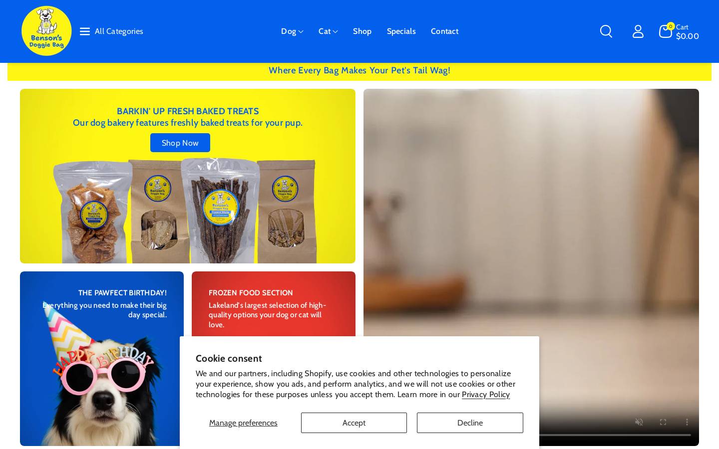 bensonscaninecookies.com homepage screenshot