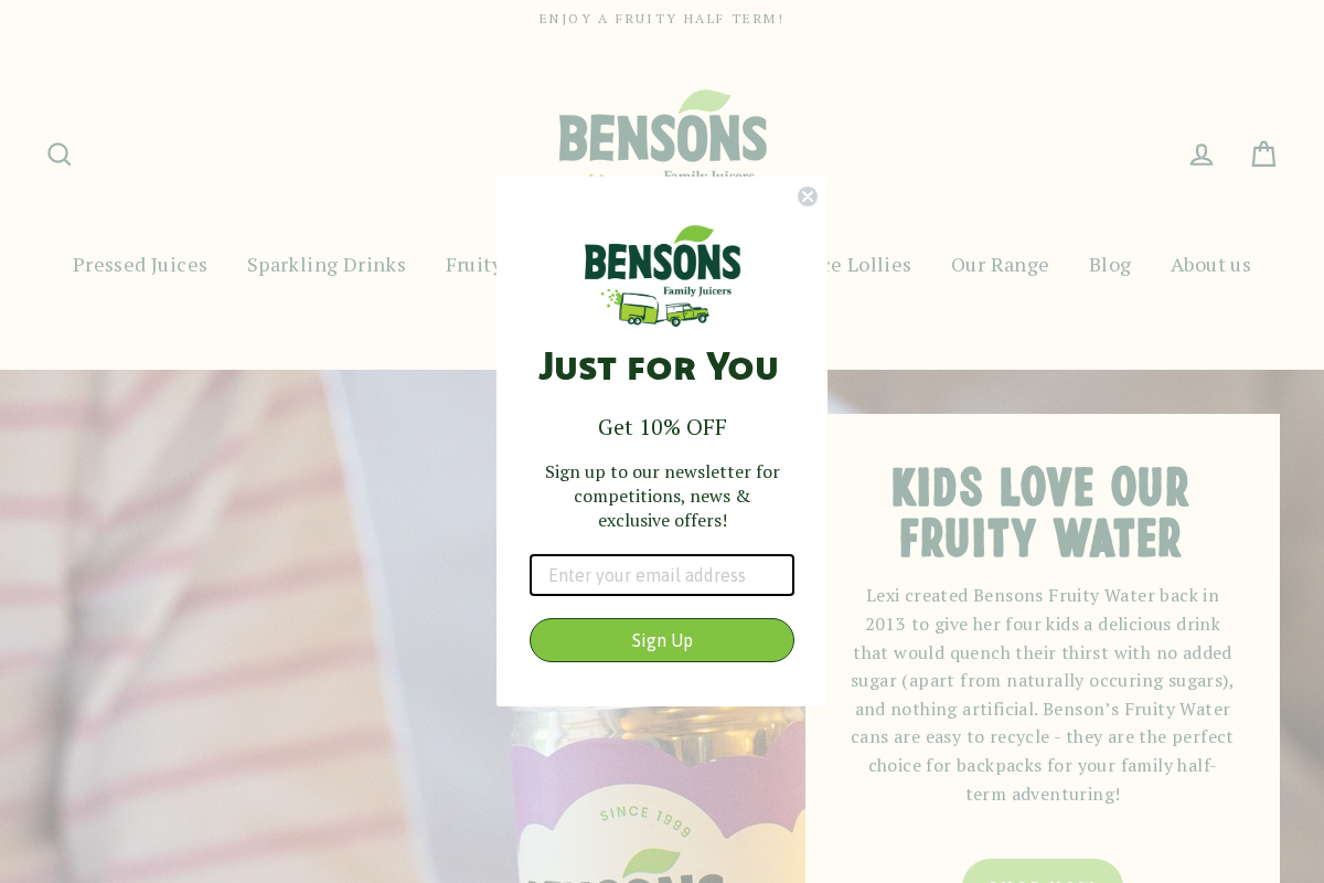 bensonsthejuicers.com homepage screenshot