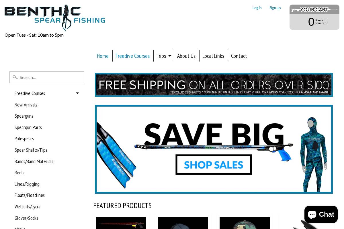 benthicoceansports.com homepage screenshot