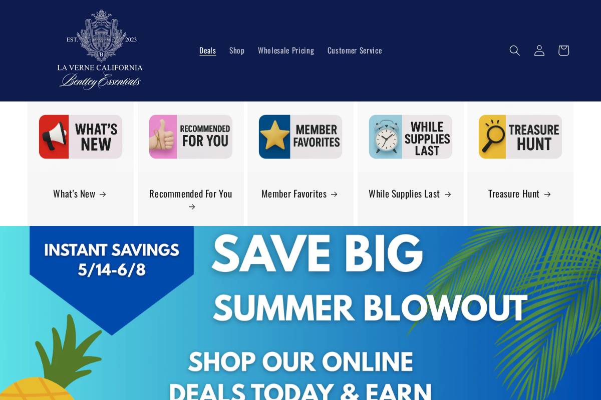 Bentleyessentialgoods homepage screenshot