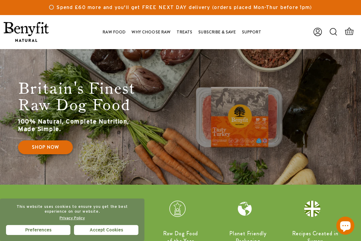 Benyfit Natural homepage screenshot