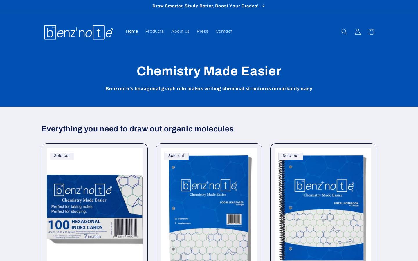 Benznote homepage screenshot