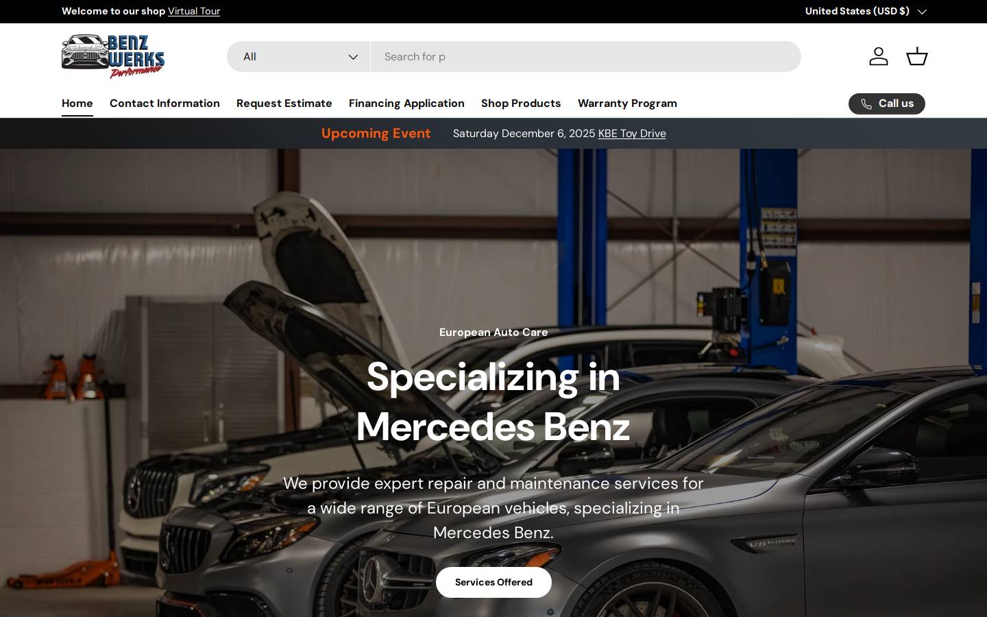 benzwerksperformance.com homepage screenshot