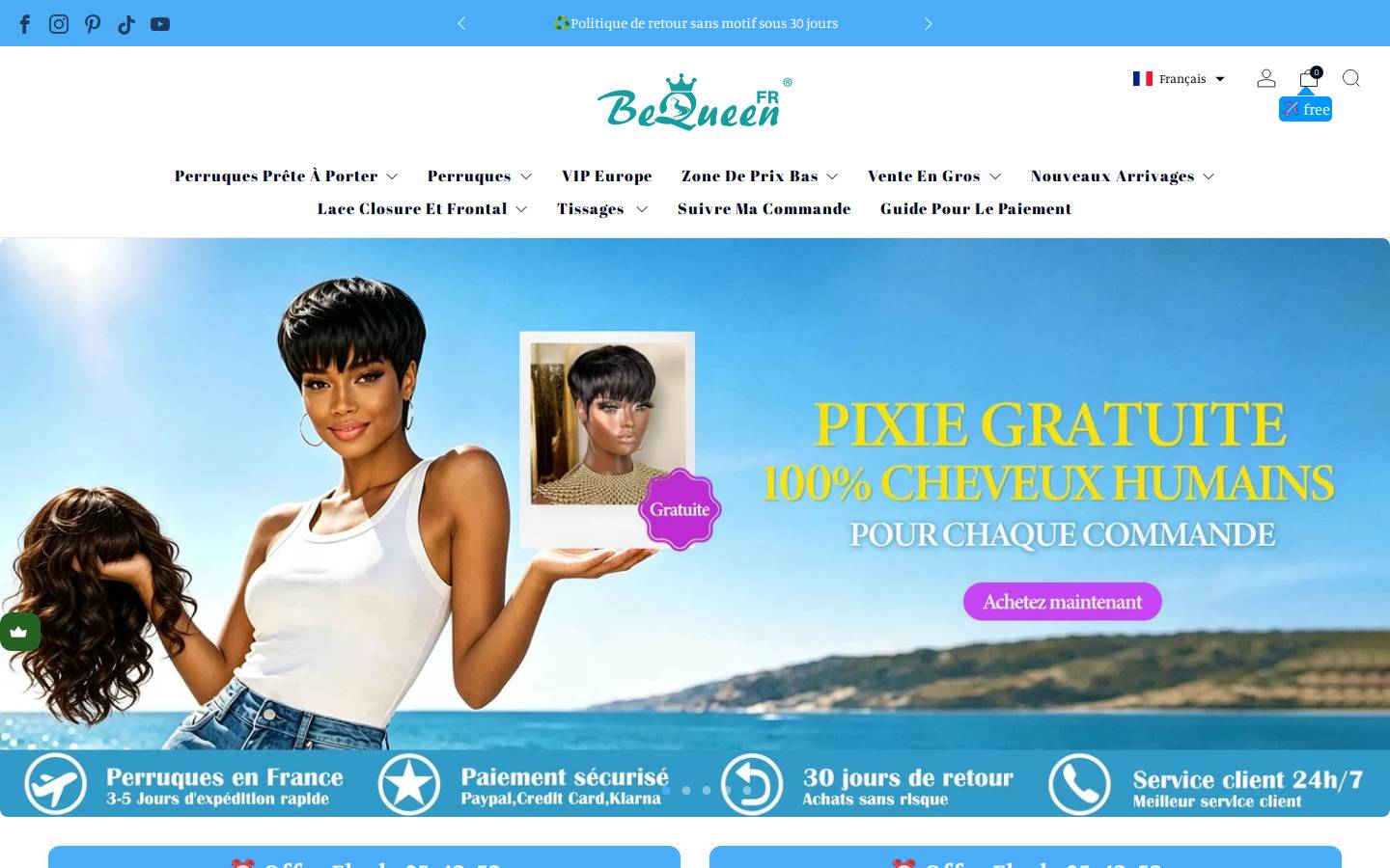 Bequeen Hair FR (Not Bequeenwig.com) homepage screenshot