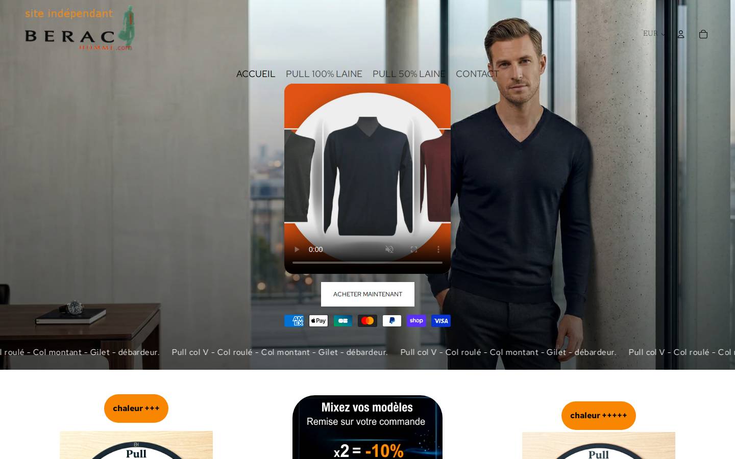 berac-homme.com homepage screenshot