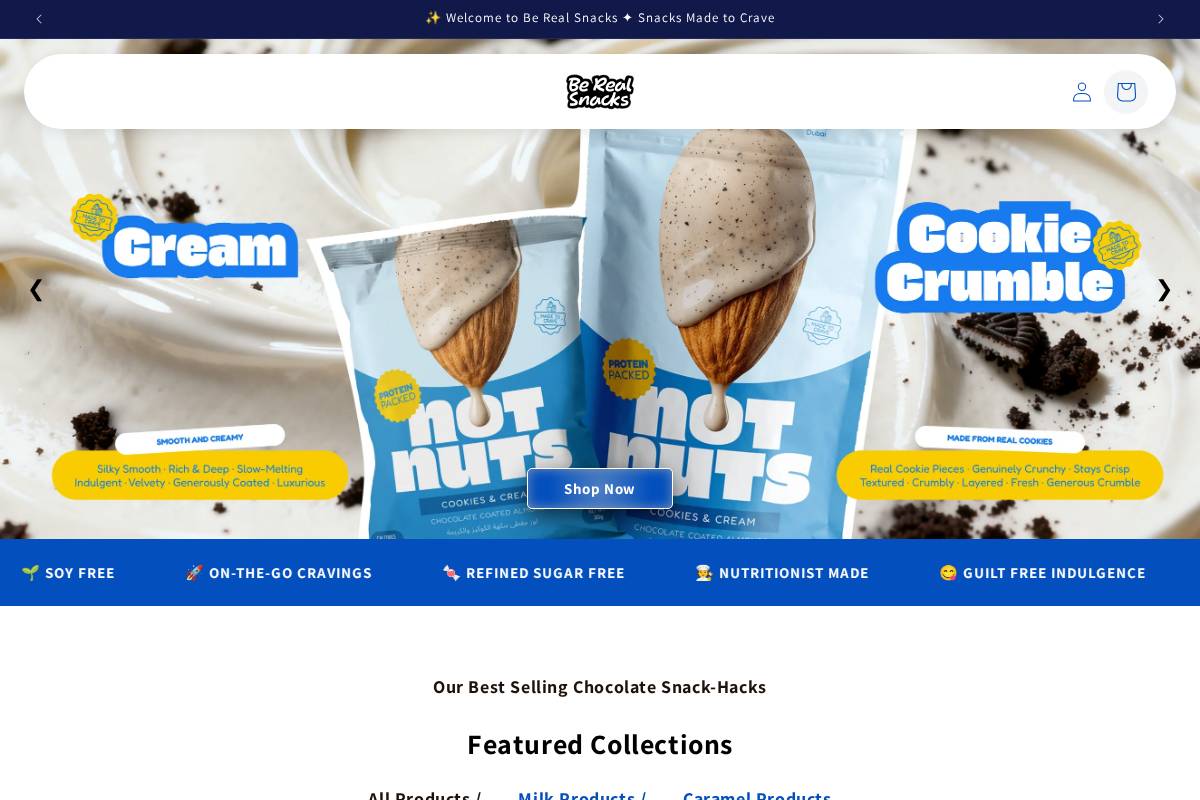 berealsnacks.com homepage screenshot