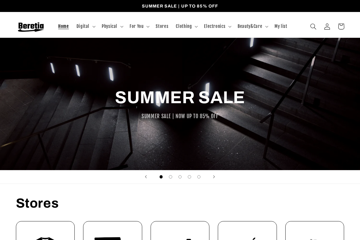 beretia.com homepage screenshot