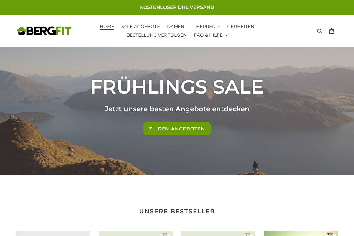 Berg Fit homepage screenshot