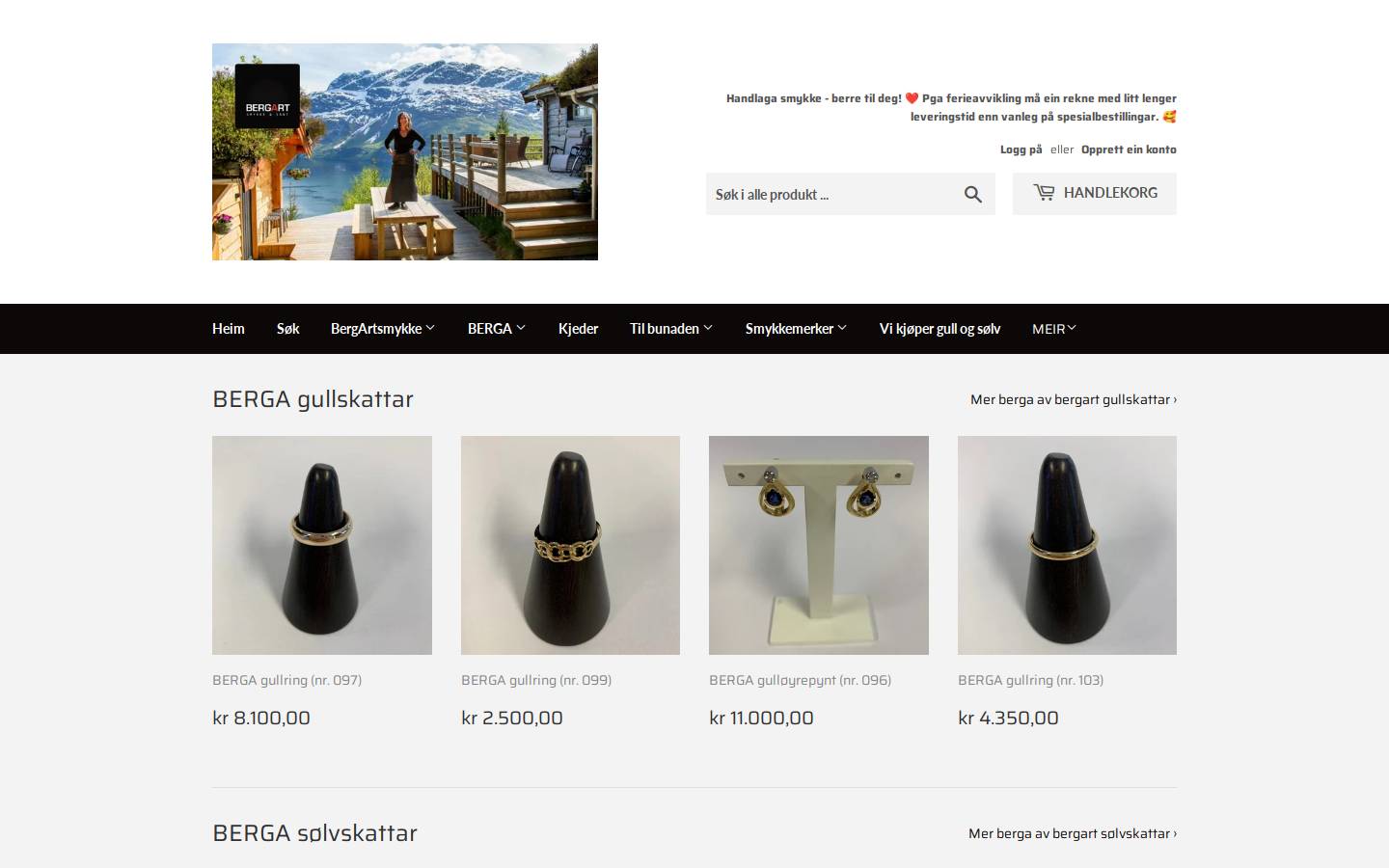 bergartsmykke.no homepage screenshot