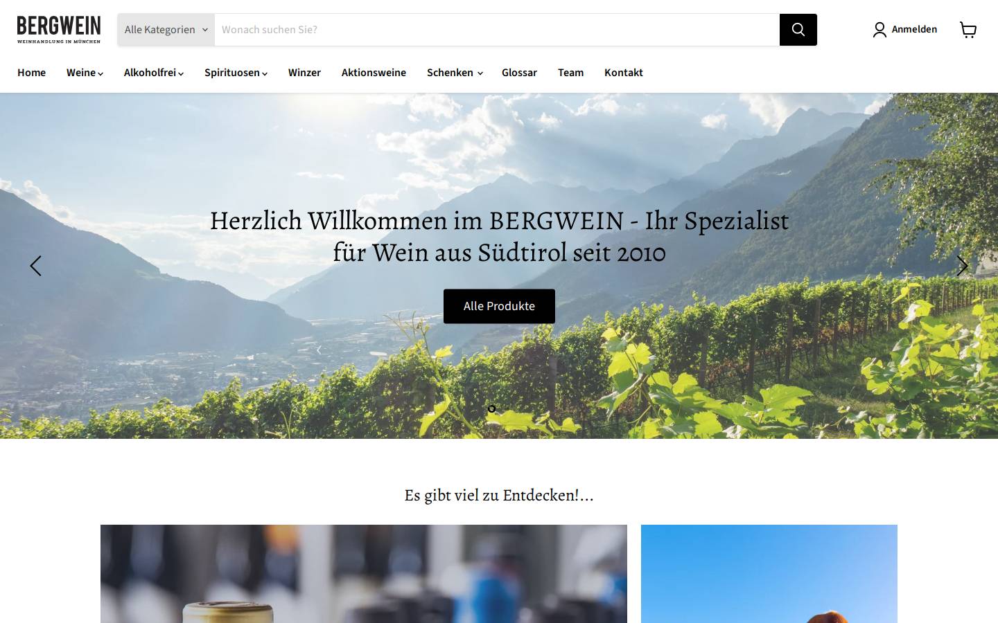 bergwein.com homepage screenshot