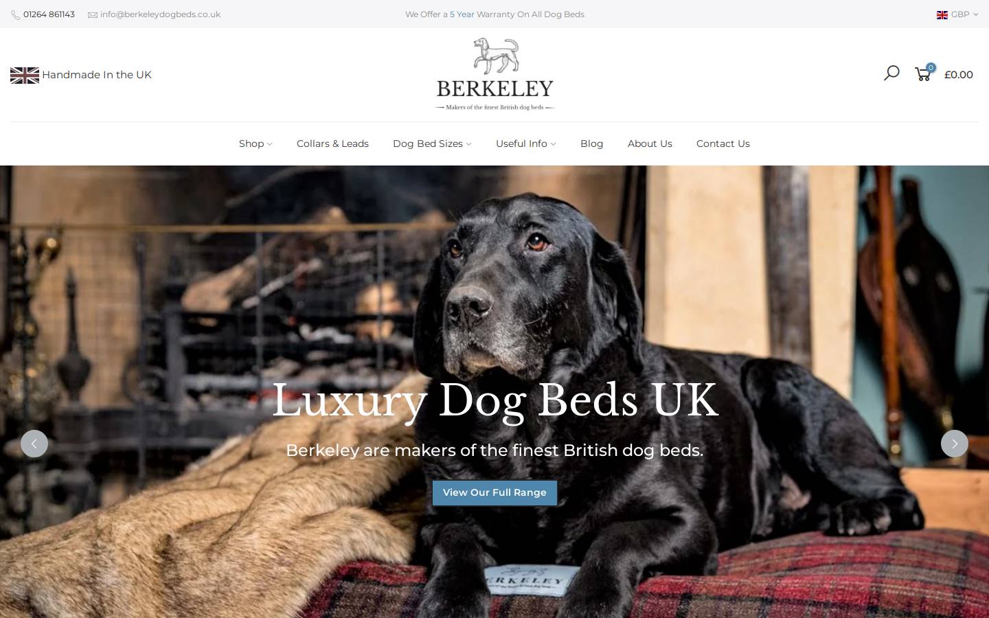 Berkeleydogbeds homepage screenshot