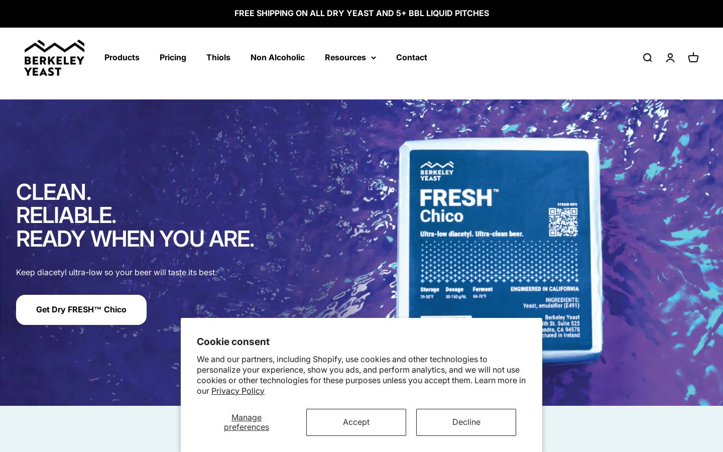 berkeleyyeast.com homepage screenshot