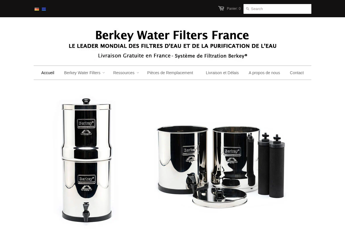 Berkey Waterfilters homepage screenshot