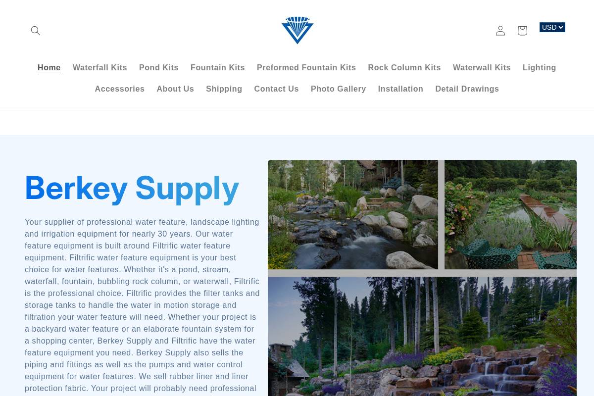 berkeysupply.com homepage screenshot
