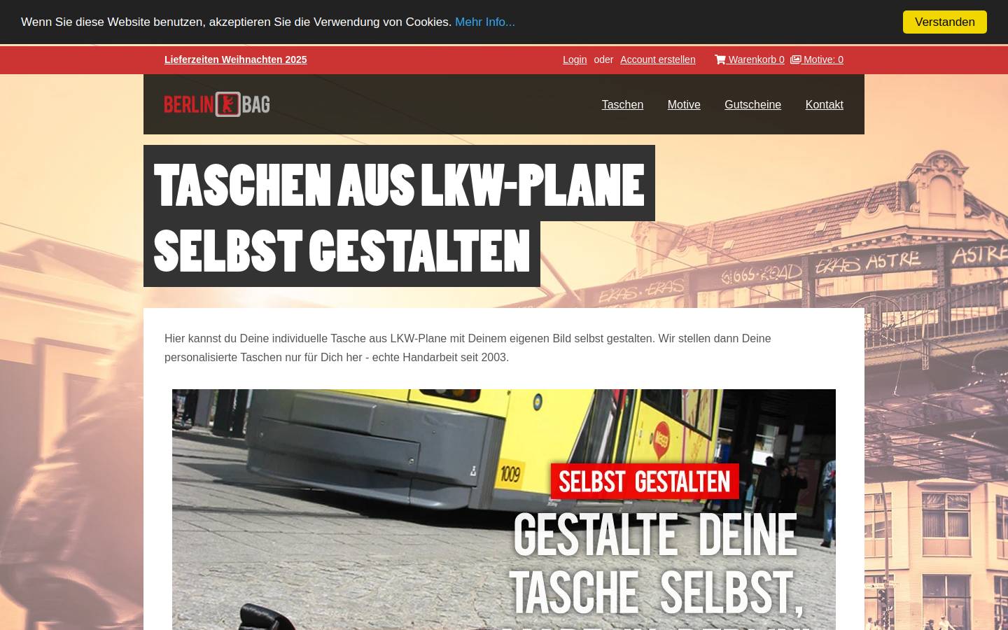 berlinbag.com homepage screenshot