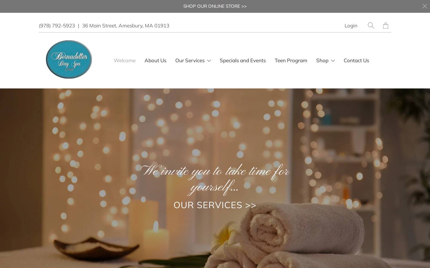 bernadettesdayspa.com homepage screenshot